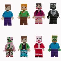 8ชิ้น Minecraft Minifigures หน่วยการสร้าง ingly เข้ากันได้ตุ๊กตามินิพิกเซลหัวตารางตุ๊กตาตัวเลขอิฐเด็ก Diy ตัวการ์ตูนของเล่น