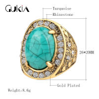 [In stock] Yiwu แหวนย้อนยุคยุโรปและอเมริกา แฟชั่นแหวนเพชร สีเขียวขุ่นอัญมณีขนาดใหญ่ แหวนชุบ