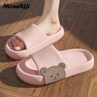 (ETX)ETXCartoon Bear Women Slippers Summer Slides Beach Shoes Eva Indoor Women Flip Flops Mens Thick Soled Non-Slip Home Couple Sandals