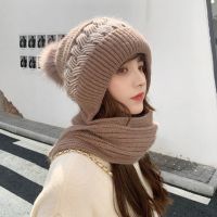 【YD】 New Warm Hat Scarf set Breathable Hair Blend Knitted for warm lining Caps