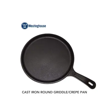 Cast Iron Roti Tawa, Double Handled Cast Iron Crepe Pan For Dosa Tortillas,  Nonstick Round Griddle Grill Pan For Bbq, Round Bbq Griddlewith Handle,  Outdoor Indoor Grill Pan, Multifunctional Stove Plate For