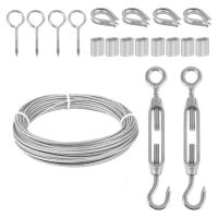 Cable Kit 15M/3mm Stainless Steel Wire Rope Wire Cable Railing Kit PVC Coated for Climbing Plants Garden Wire Balustrade