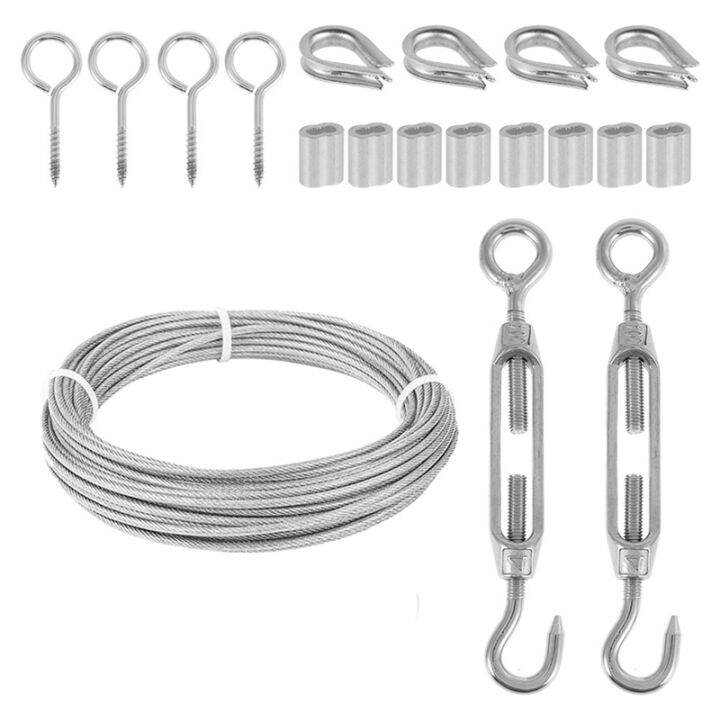 Cable Kit 15M/3mm Stainless Steel Wire Rope PVC Coated for Climbing Plants Garden Wire