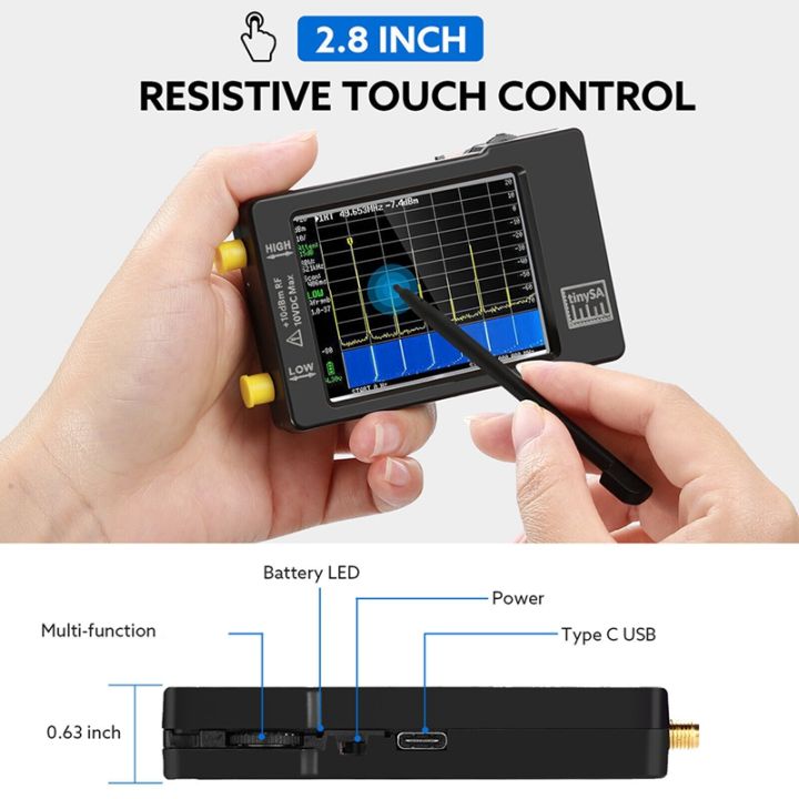 2-8-inch-touch-screen-spectrum-analyzer-for-0-1mhz-350mhz-and-uhf-input-for-240mhz-960mhz-frequency-analyzer-black