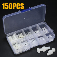 150Pcs ไนลอนสีขาว Hex สกรู Bolt Nut Standoff Spacer Pan Head สกรูและ Nuts Assortment Kit