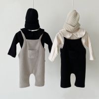 2022 Autumn New Baby Boy Cotton Overalls Solid Color Sleeveless Jumpsuit Toddler Girls Hooded Cloak Infant Kids Clothes Set