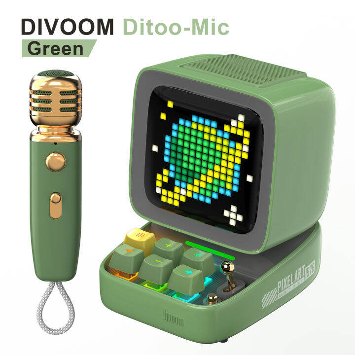 ต้นฉบับ-divoom-ditoo-mic-pixel-art-ลำโพงบลูทูธแบบพกพาสำหรับพีซีพร้อมไมโครโฟนคาราโอเกะไร้สายบลูทูธ5-0การออกแบบย้อนยุค