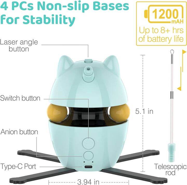 ของเล่นแมวแบบอินเทอร์แอคทีฟของเล่นแมวไฟฟ้าหมุนได้3ฟังก์ชันใน1สำหรับเลเซอร์ของเล่นแมวในบ้านของเล่นแมวลูกแมวอัตโนมัติร้านค้า