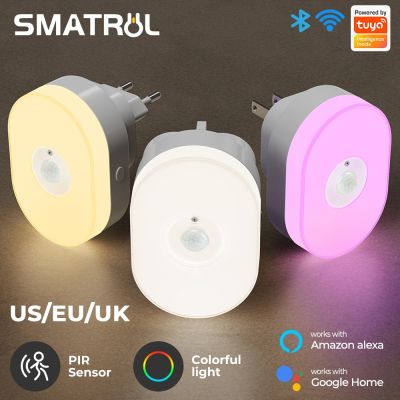 WiFi Tuya Smart Led Night Light PIR Motion Sensor Eu Us Uk Plug In Wall Lamp Warm White RGB Room App Voice For Alexa Google Home Night Lights