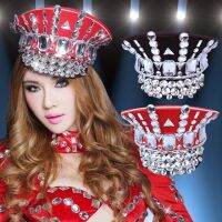 2020ขายตรงฤดูหนาวหมวกทหาร Gorras ใหม่ Dance Night Bar Ds เครื่องแต่งกายอุปกรณ์เสริม Rhinestone หมวกชุดฝาครอบขนาดใหญ่