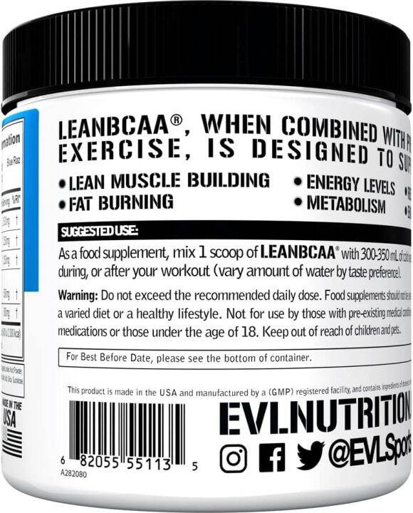 evlution-nutrition-leanbcaa-30-servings-bcaa-s-cla-and-l-carnitine-stimulant-free-recover-and-burn-fat-sugar-and-gluten-free-fat-loss-weight-management-recovery-endurance-zero-sugars-บีซีเอเอ-อะมิโน