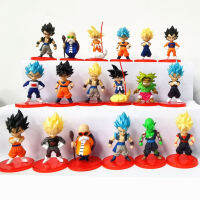 เครื่องประดับโมเดลฟิกเกอร์ขนาดเล็กดราก้อนบอล18ชิ้น/ถุงฟิกเกอร์ Super Siyan Son Goku รูปการ์ตูนน่ารักสำหรับเป็นของขวัญเด็ก