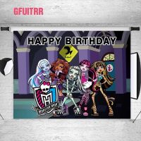 GFUITRR Monster High Photography Backgrounds Happy Birthday Photo Backdrops Vampire Dolls Decor Banners Vinyl Photo Booth Props