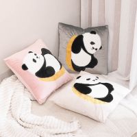 Panda Embroidered Cushion Cover Cartoon Animal Pattern Pillow Cover Sofa Bedroom Home Decoration 45x45cm