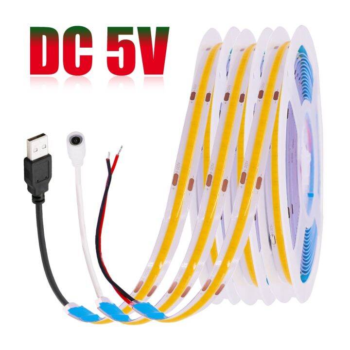 dc-5v-led-cob-แถบไฟ-usb-ความหนาแน่นสูง320led-ส่องแสงเป็นเส้นตรงที่ยืดหยุ่นได้ไฟแบบเทปที่อบอุ่นสีขาวสีแดงสีน้ำเงินสีเขียวโคมไฟ-led-แถบตกแต่งแถบไฟ