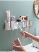 เครื่องจ่ายยาสีฟันอัตโนมัติ Squeezers ยาสีฟันฟัน Dust-Proof ผู้ถือแปรงสีฟัน Wall Mount Stand ชุดอุปกรณ์ห้องน้ำ