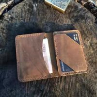 Vintage Original Design Handmade Leather Card Wallet for Men Genuine Leather Short Purse Male Card Holder Card Holders