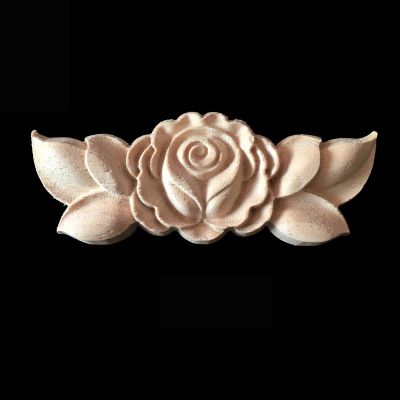 Rose Floral Wood Carved Decal Corner Applique Decorate Frame Wall Doors Furniture Wooden Figurines Cabinet Decorative Crafts