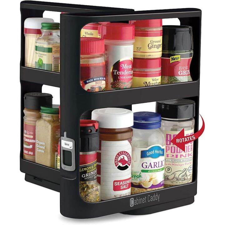 Caddy PullandRotate Spice Rack Organizer 2 DoubleDecker