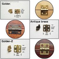 ♞❒﹉ 10/20/50 Sets Mini Antique Brass Golden Jewelry Chest Gift Wine Wood Music Box Case Hinge Dollhouse Door With Screw 8x10 12x13mm