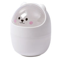 With Swing Lid Office Dresser Mini Desktop Living Room Barrel Shape Cartoon Bears Household Waste Paper Durable Cute Sturdy Storage Box Trash Bin