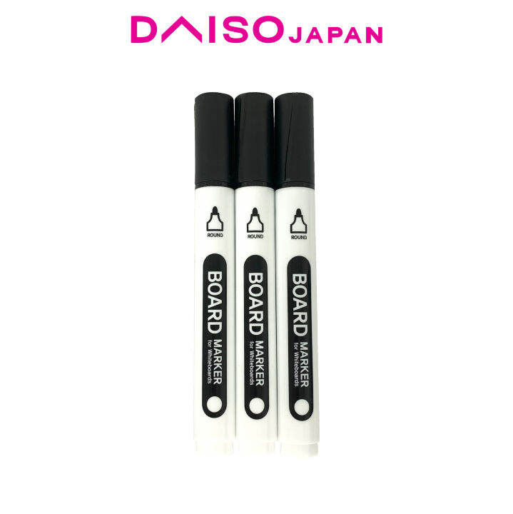 Daiso Black RoundTip Whiteboard Markers (3 pieces) Lazada PH