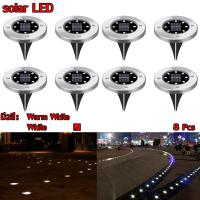 Solar Garden Light 8LED โคมไฟตกแต่งสนามหญ้า ฝังพื้นโซล่าเซลล์พลังงานแสงอาทิตย์ มี2สี（เหลือง-ขาว) - 8 ต้น