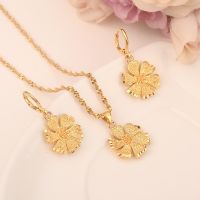 《Zoe necklace》ชุดเครื่องประดับทองดูไบสำหรับผู้หญิง,ต่างหูและจี้ชุบ18K พร้อมสร้อยคอเครื่องประดับแฟชั่นงานปาร์ตี้