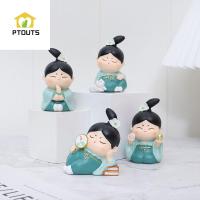 PTOUTS อุปกรณ์เสริมรถยนต์ของขวัญสุดสร้างสรรค์ย้อนยุคของตกแต่งภายในรถ Hanfu เด็กผู้หญิงของเล่นรูปตุ๊กตารูปปั้นแผงหน้าปัดรถยนต์โมเดลรถยนต์โมเดลตุ๊กตาขยับแขนขาได้เรซิน Hanfu