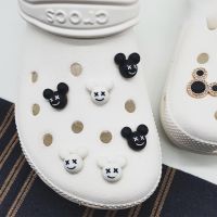[Charming Deco] X. Mickey (Black / White) Button Shoe Cute Croc Charms Decorations Accessories Shoes Charm Deco Jibbitz Shoes Diy Charms Sneaker