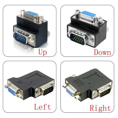 VGA SVGA Male 90 Degree Up Down Left Right Angled To Female Extension Adapter For Monitor &amp; Projector Wires  Leads Adapters