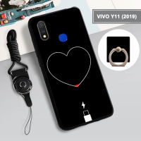 เคสซิลิโคนนิ่มสำหรับ VIVO Y11เคสโทรศัพท์กล่องคลุมทั้งหมดทาสีป้องกันการตกฝาครอบโทรศัพท์กันรอยขีดข่วนสำหรับ VIVO Y11แถมฟรีห่วงยืนที่วางและสตริง