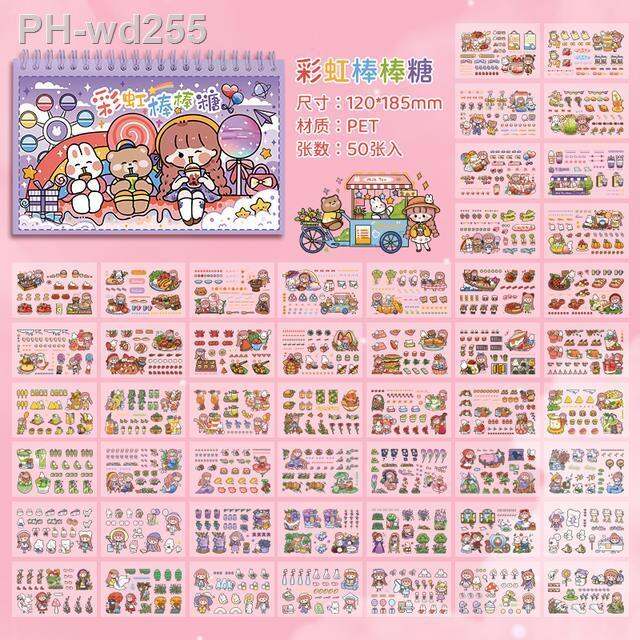 50-sheetscolourful-cute-cartoon-girl-character-stickers-lovely-girl-stickers-waterproof-handbook-diy-craft-photo-album-scrapbook