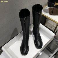 COD จัดส่งทันทีCavalier boots women s black long tube but knee boots รองเท้าบูทหนังยางยืดได้แบบ all-match