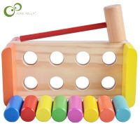 Wooden Colorful Hammer Box Table Children Early Education Montessori Puzzle Toys Kids Wrist Training Toys Knocking Toy Gifts DDJ