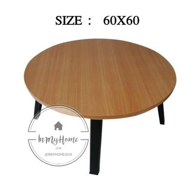 โต๊ะญี่ปุ่น โต๊ะพับอเนกประสงค์ หน้ากลม ขนาด 60*60 ซม. มี 3 ลาย หินดำ หินขาว ไม้บีช.   IMH99