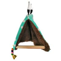 Sheltering Bird Hut Nest Perch Stand Plush เต็นท์ลูกปัดที่มีสีสันและ Bell Parrot Bed Parakeet Cage แขวน Decor