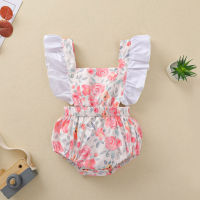 (Childrenhouse) ทารกแรกเกิดเด็กผู้หญิงดอกไม้พิมพ์ Romper Flying Sleeve Bodysuit