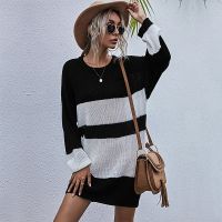 [COD] Cross-border Foreign Trade European and Knit Section Color Matching Mori Round Neck Sweater