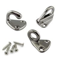 ☜ 1set Marine 316 Steel Mini Boat Fender Hook with Screws Sailing Pad Eye Marine Silver Fender Hooks Carabiner Hardware