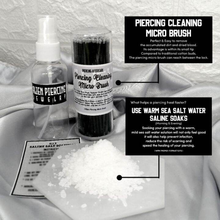 DIY Saline Solution (NON IODIZE SEA SALT) Piercing Cleaning Micro Brush