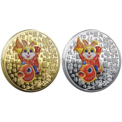 Rabbit Coin Chinese Zodiac Bunny Year Fortune Coins 2023 China Lunar Year Auspicious Coin Coins for Collectors effectual