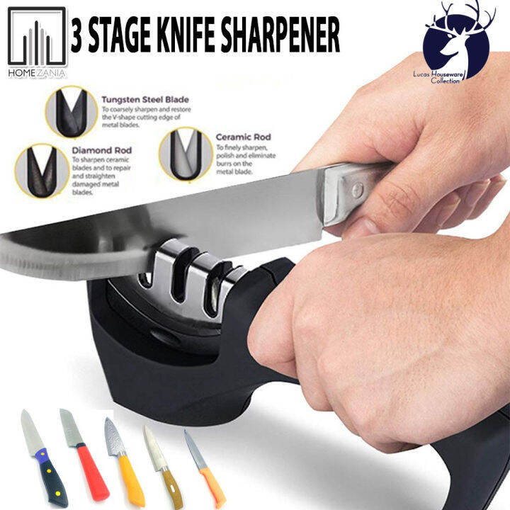 Multifunctional 3-stage Handheld Knife Sharpener, Quick Ceramic