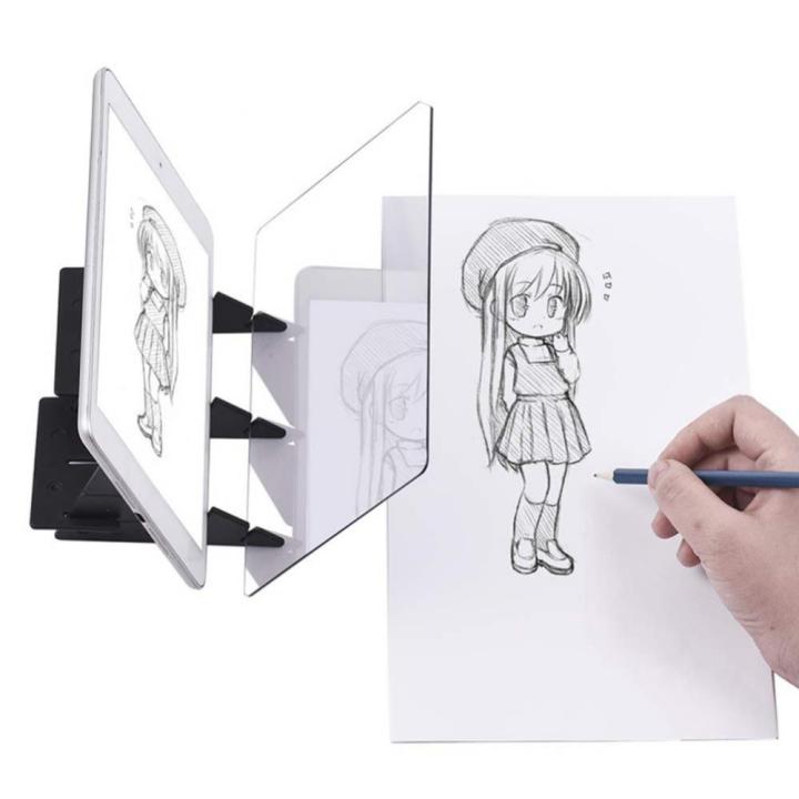 เด็ก-led-projection-drawing-copy-board-โปรเจคเตอร์ภาพวาด-tracing-board-sketch-specular-reflection-dimming-cket-ผู้ถือ-child