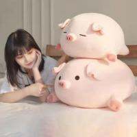 ตุ๊กตาหมูยัดนุ่น Squish ขนาด40/50ซม. ของเล่นตุ๊กตาหมูฝาจีบสีชมพูยักษ์สำหรับเด็กหมอนสำหรับนอนการ์ตูนหมูของเล่นเด็กผู้หญิง