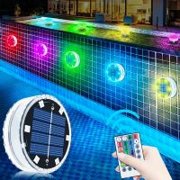 (TEX)Solar LED Pool Light RGB Color Changing Underwater Solar Wall Lamp Waterproof Decoration Lights for Pond Fountain Aquarium Patio