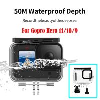 กล่องกันน้ำใต้น้ำ60ม. ฝาครอบเคสกันกระแทกดำน้ำสำหรับ Gopro Hero 12 11 10 9กล้องแอ็กชันสีดำอุปกรณ์เสริม