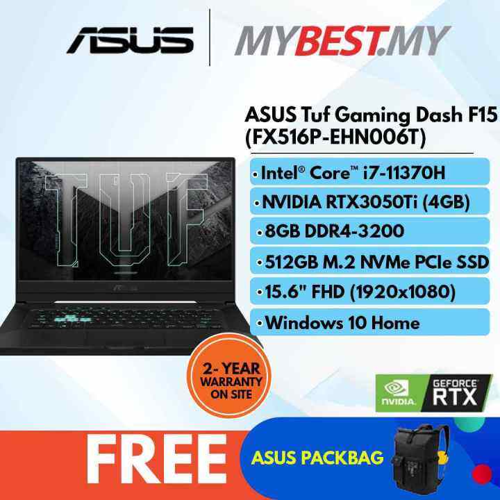 Asus TUF Dash F15 FX516P-EHN006T 15.6" FHD 144Hz Gaming Laptop (i7 ...