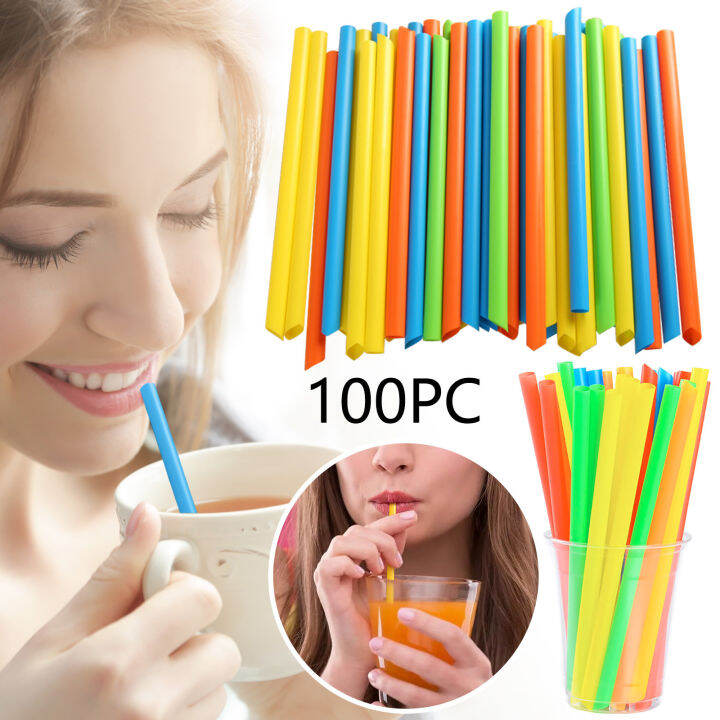 100 Multicolor Disposable Straws Home Bar Party Cocktail Drink Straws