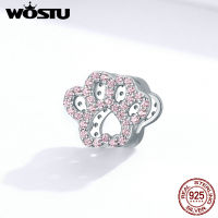 WOSTU 925เงินสเตอร์ลิงแมวสัตว์เลี้ยงรอยเท้าอุ้งเท้าลูกปัดCharmสำหรับสร้อยข้อมือDIYเครื่องประดับทำแฟชั่นเครื่องเพชรพลอยมีแบรนด์ZBBSC164